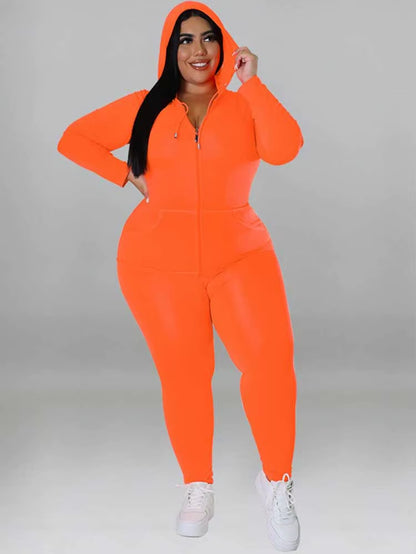 Plus Size Women 2 Piece Set Outfit Stretchy Hoode and Pant Trouser Suits New in Matching Sets Fall Workout Outfits Tracksuit