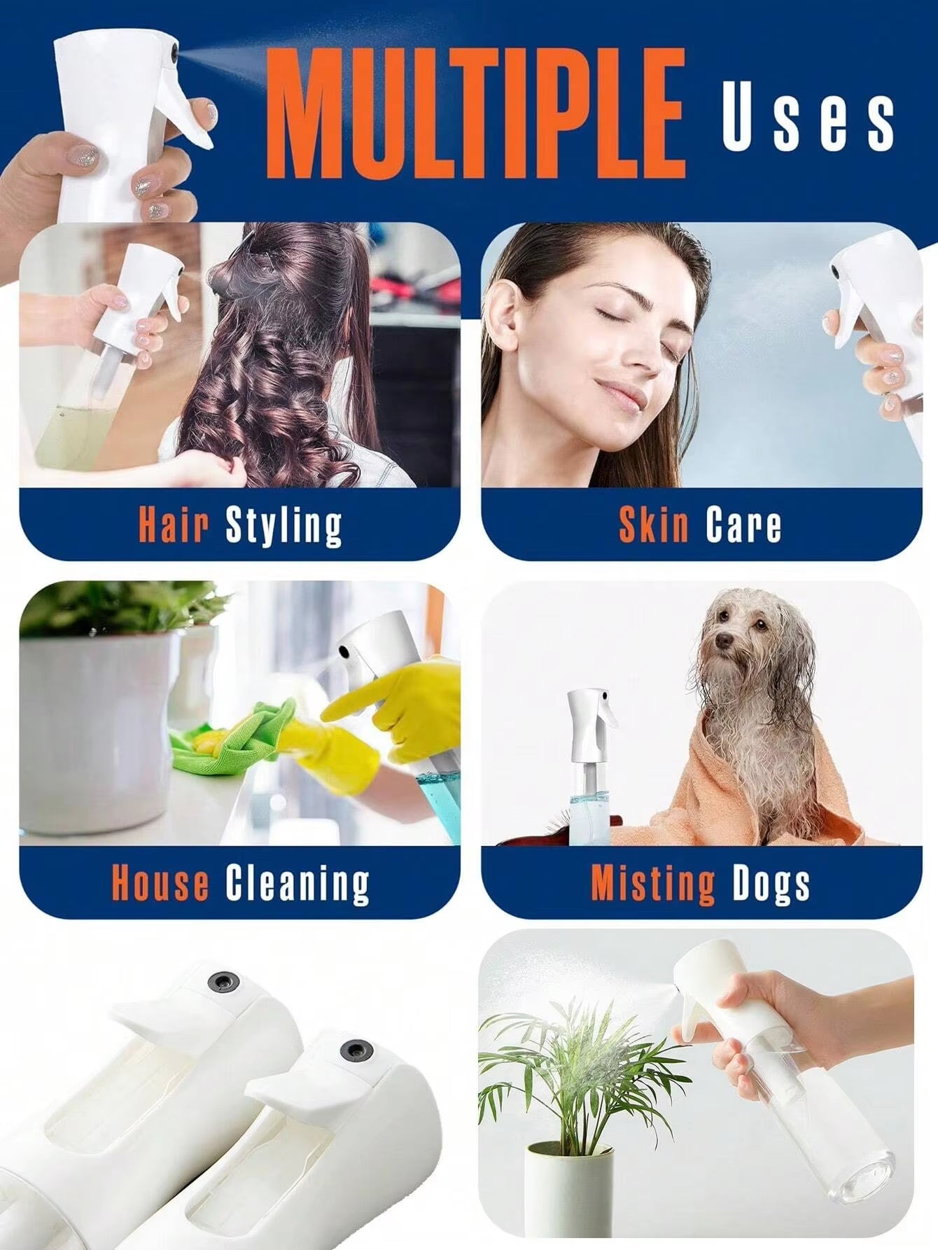 500/200/300Ml Spray Bottle Refillable High Pressure Mist Bottle Hair Care Plant Watering Sprayer Water Alcohol Liquid Mist Spray