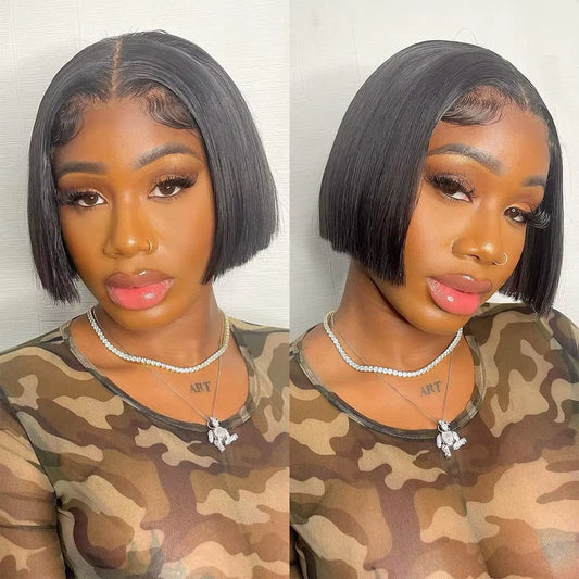 Straight Bob Wig 13X4 Lace Front Human Hair Wigs for Women Glueless Brazilian Bone Straight 4X4 Lace Closure Human Hair Bob Wig