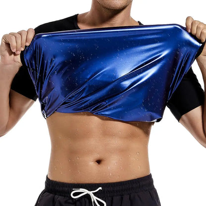 Men'S Sauna Suit T-Shirt Heat Trapping Sweat Compression Vest Shapewear Top Gym Exercise Shaper Belly Control Fat Burn Shirt