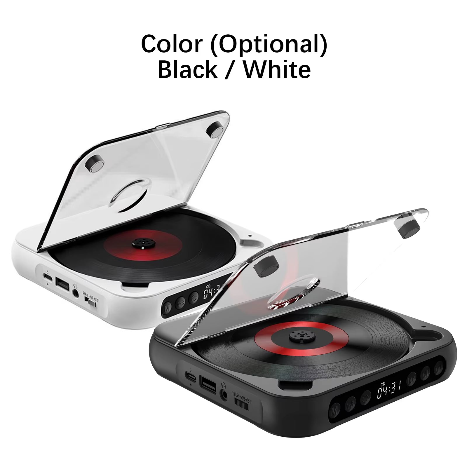 CD Player Portable BT Music Player CD Runner with Dustproof Cover 6 Modes A-B Repeat Timer Remote Control External Playback