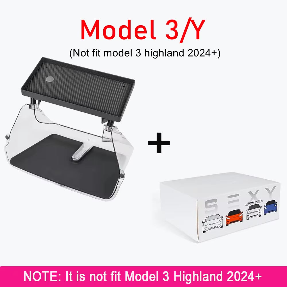 Under Screen Storage Box for Tesla Model 3 Y Highland Center Console Organizer Tray Dashboard Bins Tissue Phone Holder Accessory