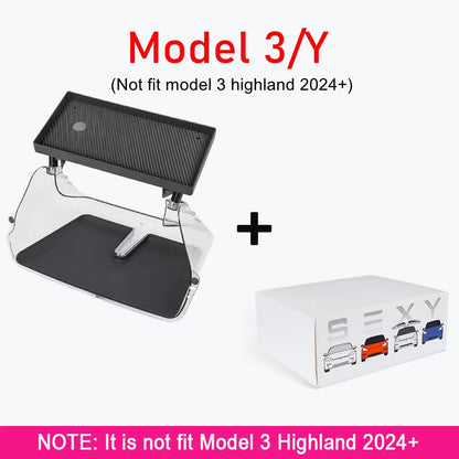 Under Screen Storage Box for Tesla Model 3 Y Highland Center Console Organizer Tray Dashboard Bins Tissue Phone Holder Accessory