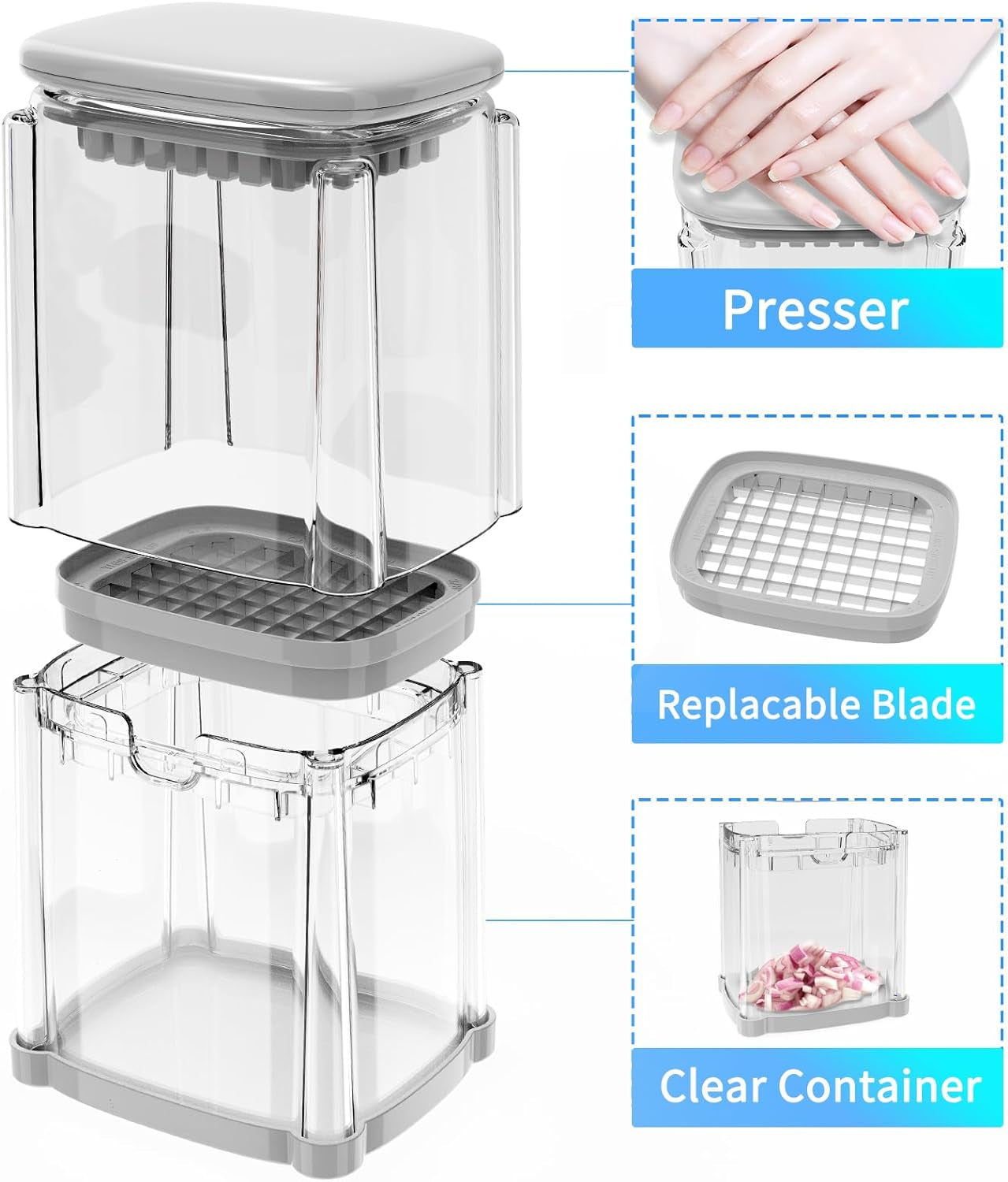 Potato Slicer French Fry Cutter Veggie Chopper Potato Cutter for Fries Potato Onion Cutter Food Chopper Manual Hand Vegetable Cutter Dicer (1 Blade)