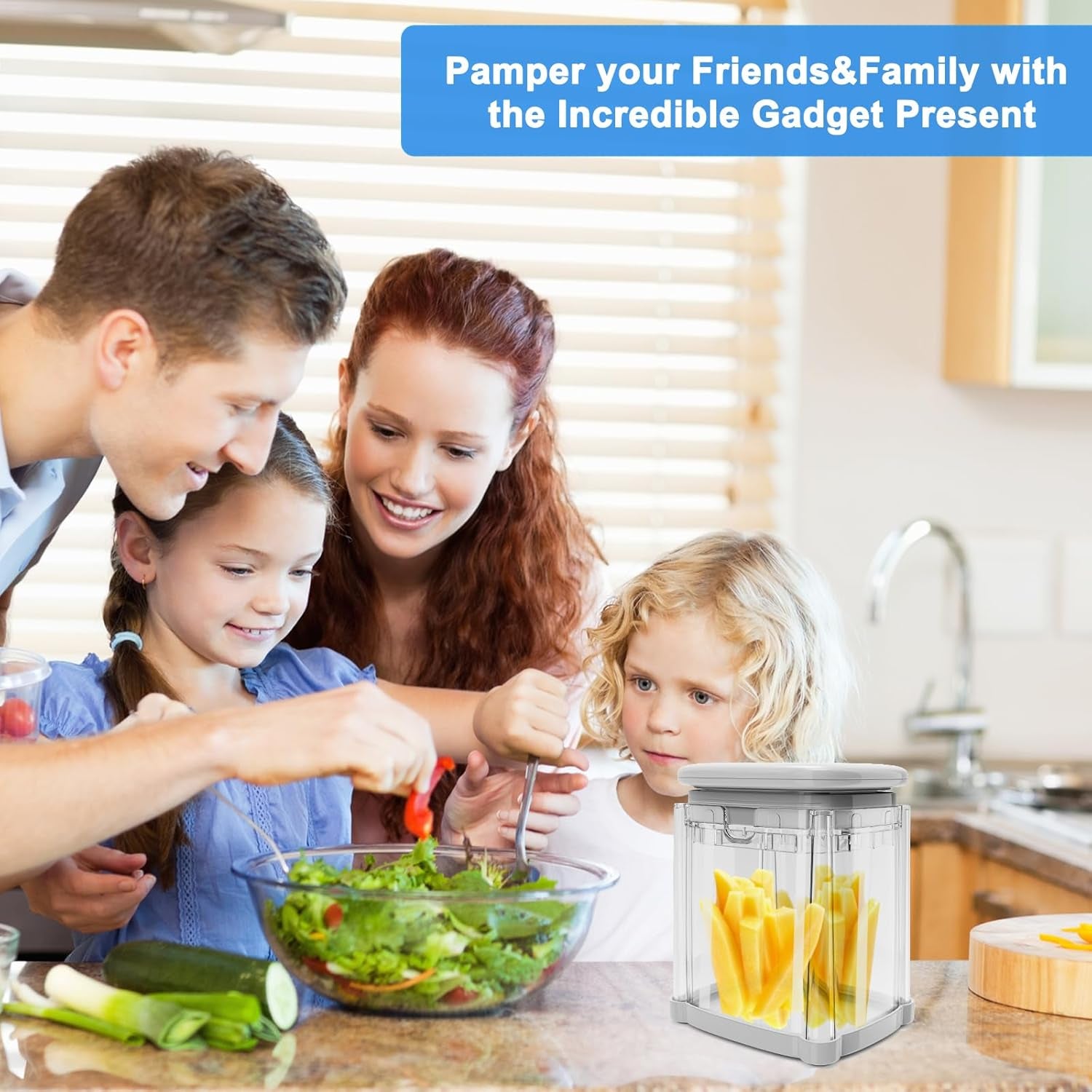 Potato Slicer French Fry Cutter Veggie Chopper Potato Cutter for Fries Potato Onion Cutter Food Chopper Manual Hand Vegetable Cutter Dicer (1 Blade)