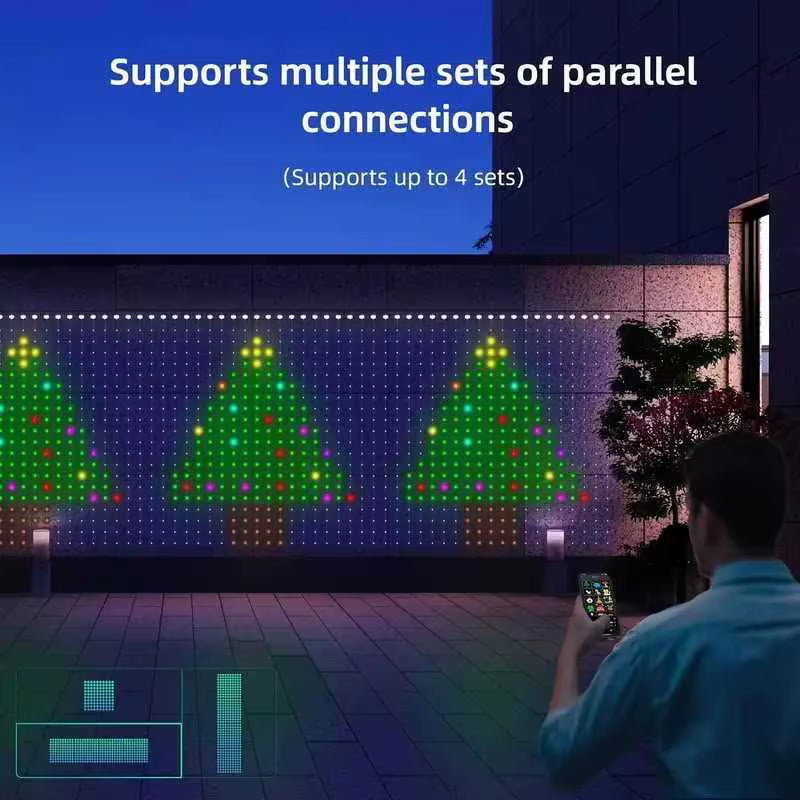 400Leds Smart Curtain Lights Bluetooth LED String RGBIC DIY Music Change Display for Window Bedroom Christmas Party Decoration