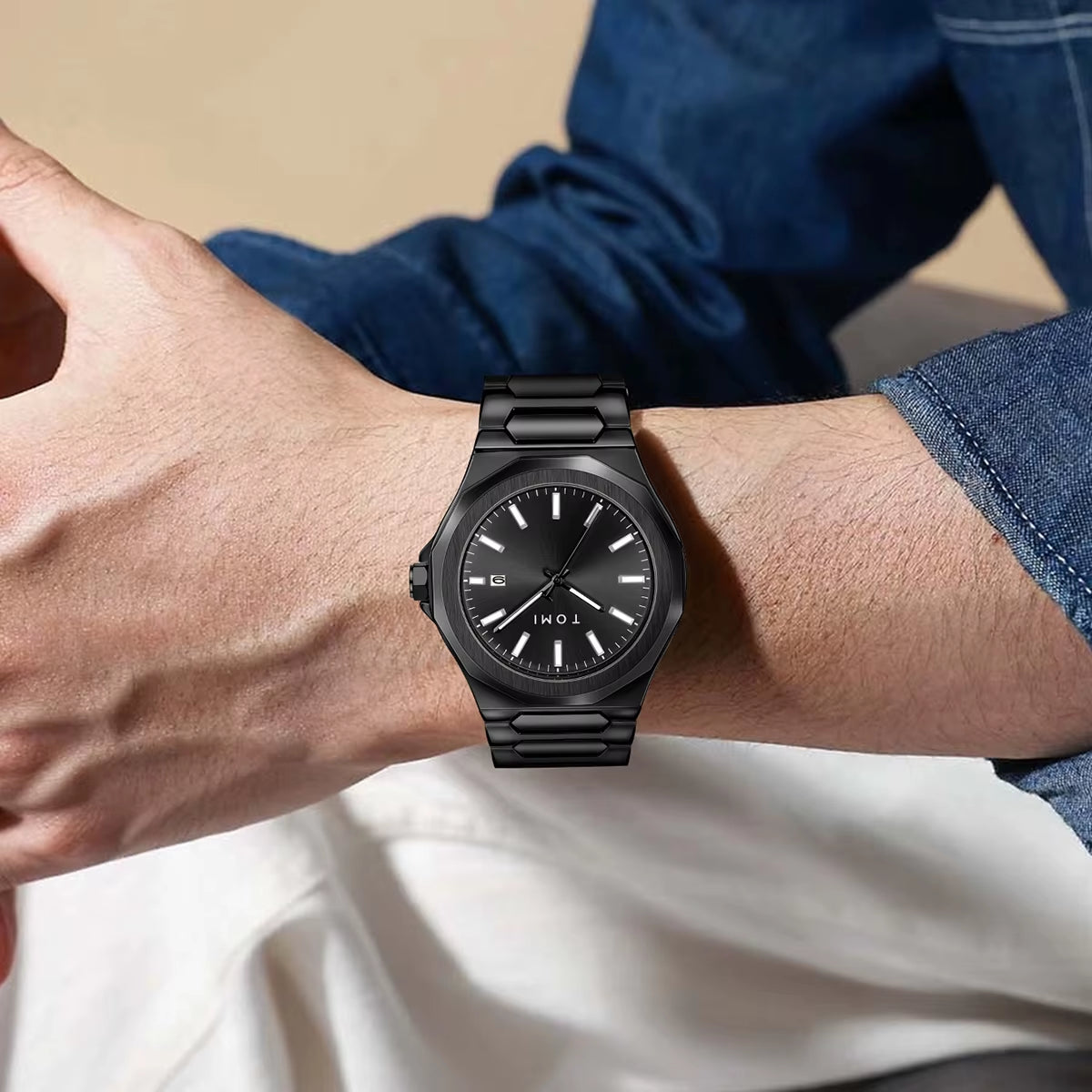 Luxury Business Men'S Watch Gift Box Set High Quality Rose Gold Case Simple and Versatile Quartz Watch Relogio Masculino