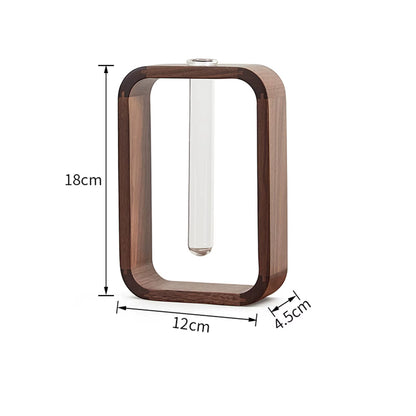 Hemu Rectangle Solid Wood Hydroponic Plant Retro Living Room Decoration Tea Room Dining Table Flower Arrangement Decoration Vase