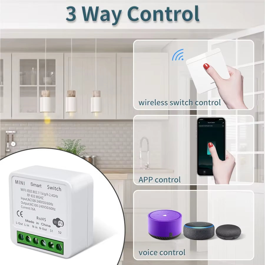 Wifi RF 433Mhz Smart Switch Tuya Smart Life Alexa Google Alice Voice Control Remote Wireless Wall Panel Module for Led Lighting