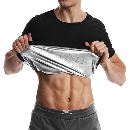 Men'S Sauna Suit T-Shirt Heat Trapping Sweat Compression Vest Shapewear Top Gym Exercise Shaper Belly Control Fat Burn Shirt