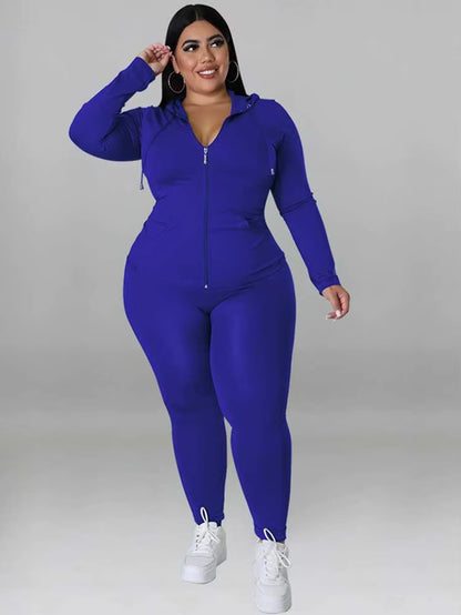 Plus Size Women 2 Piece Set Outfit Stretchy Hoode and Pant Trouser Suits New in Matching Sets Fall Workout Outfits Tracksuit