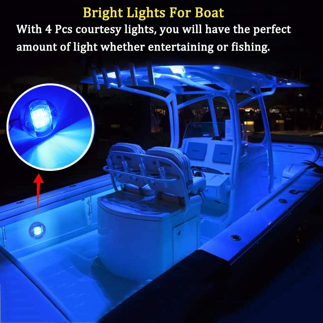 LED Night Fishing Lights - Courtesy, Deck, Navigation Lights for Boats (Blue)