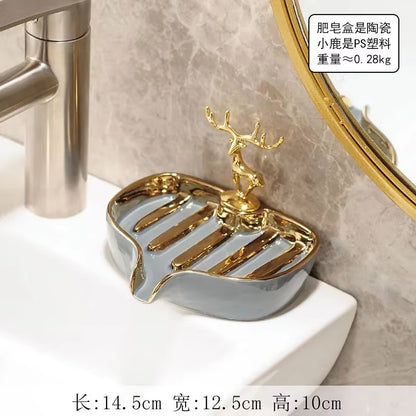 New Light Luxury Style Creative Soap Box Portable Leaf Soap Holder Bathroom Household Ceramics Drain Soap Rack Bathroom 1PC