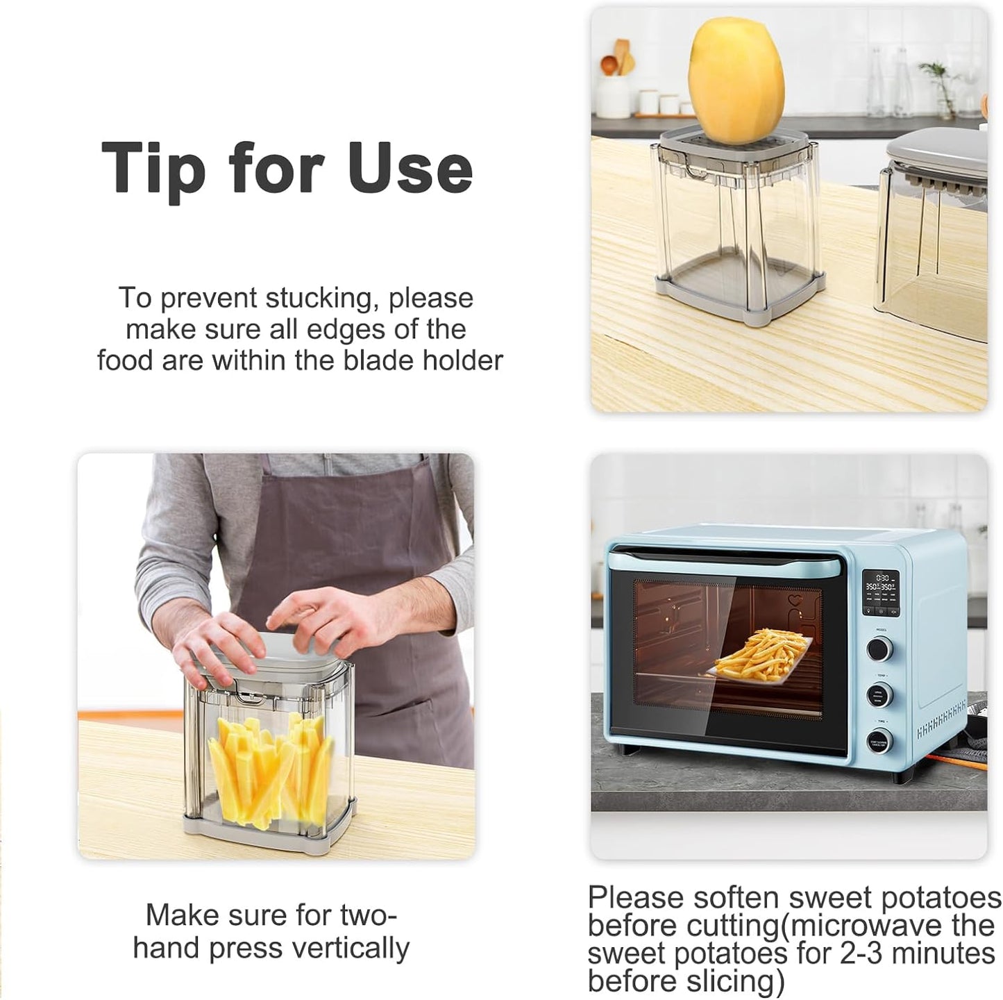 Potato Slicer French Fry Cutter Veggie Chopper Potato Cutter for Fries Potato Onion Cutter Food Chopper Manual Hand Vegetable Cutter Dicer (1 Blade)