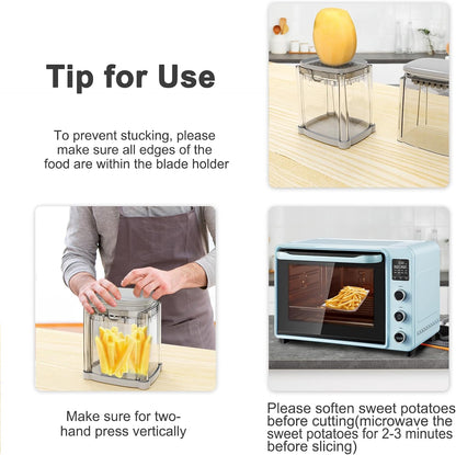 Potato Slicer French Fry Cutter Veggie Chopper Potato Cutter for Fries Potato Onion Cutter Food Chopper Manual Hand Vegetable Cutter Dicer (1 Blade)