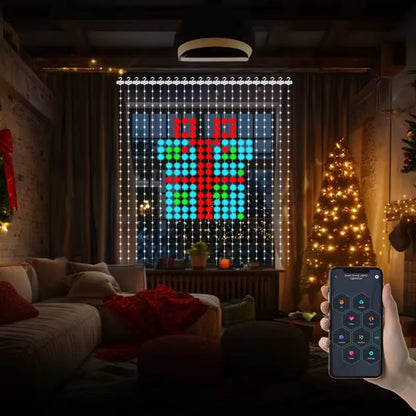 400Leds Smart Curtain Lights Bluetooth LED String RGBIC DIY Music Change Display for Window Bedroom Christmas Party Decoration