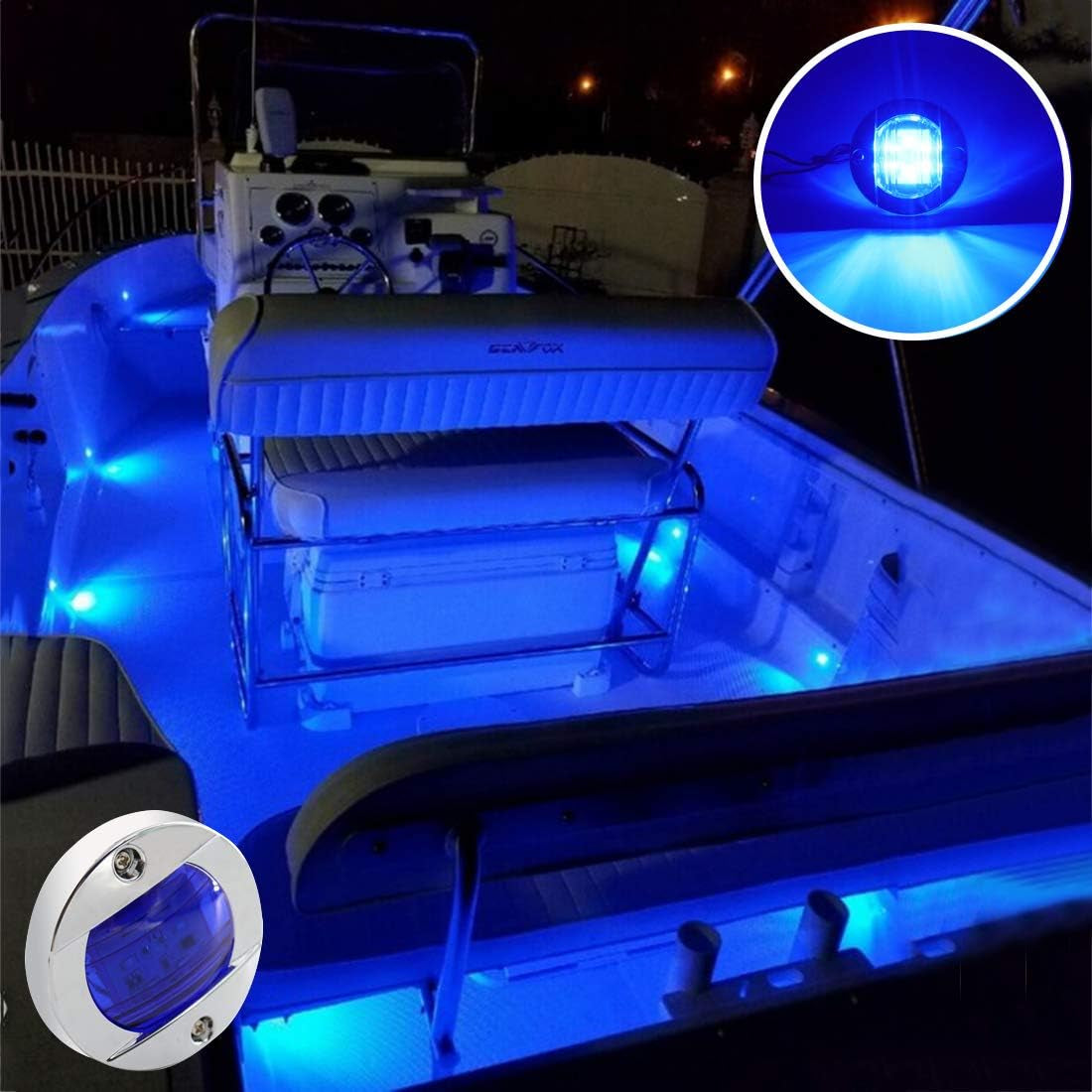 LED Night Fishing Lights - Courtesy, Deck, Navigation Lights for Boats (Blue)