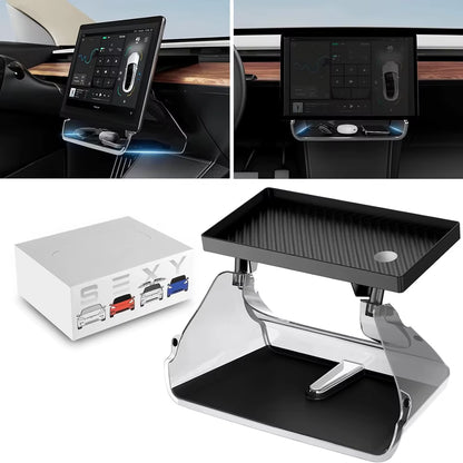 Under Screen Storage Box for Tesla Model 3 Y Highland Center Console Organizer Tray Dashboard Bins Tissue Phone Holder Accessory