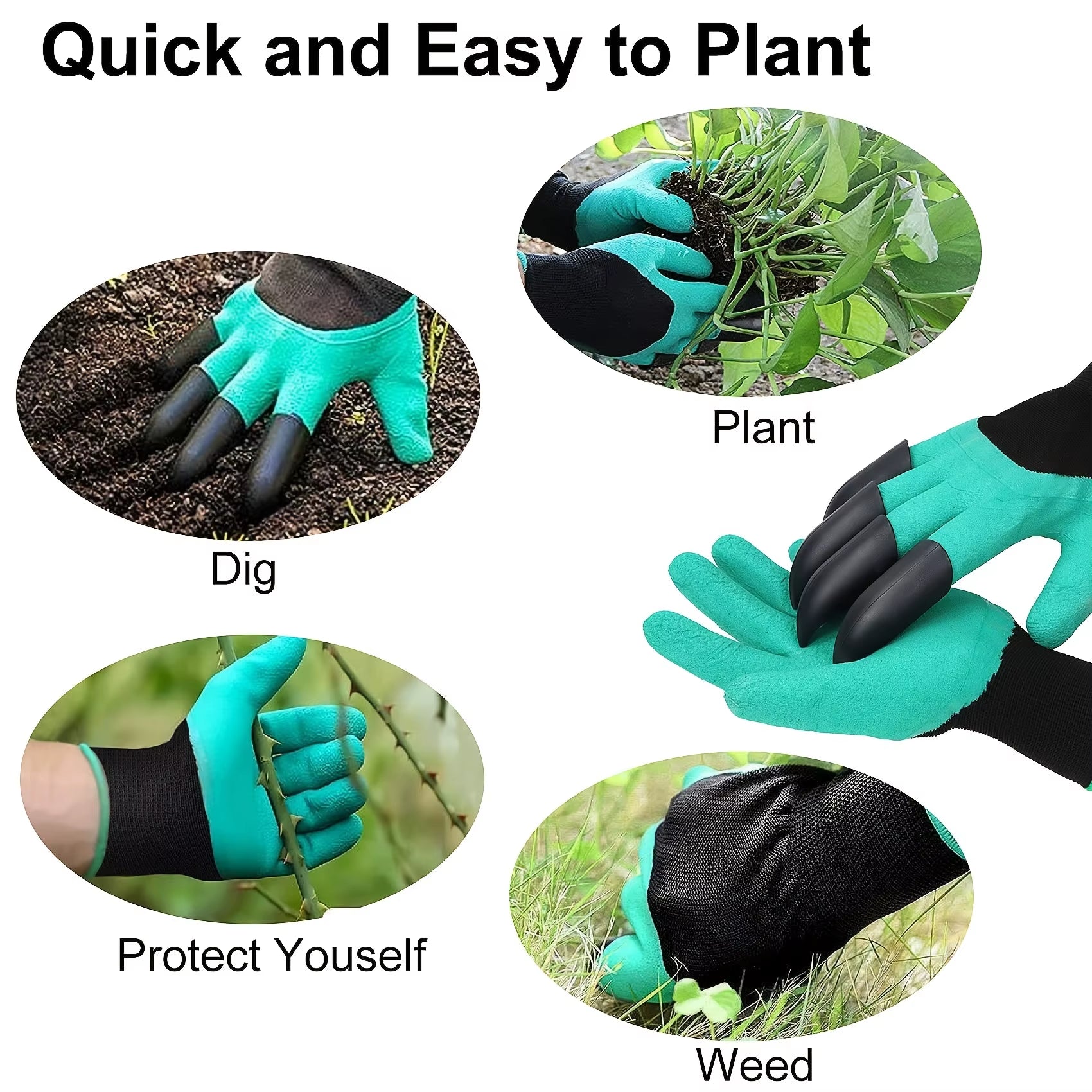 Gardening Gloves with Claws Breathable Waterproof Working Digging Planting Sting-Resistant Non-Slip Protective Latex Gloves