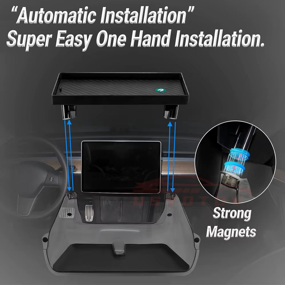 Under Screen Storage Box for Tesla Model 3 Y Highland Center Console Organizer Tray Dashboard Bins Tissue Phone Holder Accessory